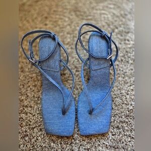 Forever 21 Blue Denim Heels Suede Minimalist Design